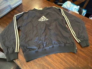 Vintage Adidas Jacket Mens M Black Three Stripe Track Windbreaker Big Logo Y2K - Picture 1 of 6