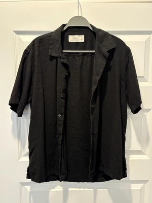 Abercrombie & Fitch Summer Linen Blend Button Up Shirt Black Size Large - Image 1 of 3