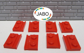 (D7/17/5) LEGO 8x 32028 Plate with guide rail 1x2 red