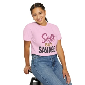 Soft but Savage Unisex Garment-Dyed T-shirt, Vintage Tee, Soft Grunge Shirt, - Picture 1 of 18