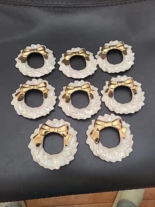 Juego de 8 servilleteros vintage lustretería forma corona con lazo dorado, mediados de siglo - Imagen 1 de 7