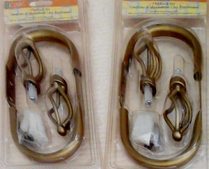 Juego de 4 soportes de cortina oro satinado detalles espirales incluye herrajes NUEVO en paquetes - Imagen 1 de 2