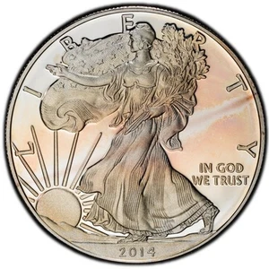 PR67DCAM 2014-W $1 ASE Proof Silver Eagle Dollar, PCGS Trueview- Nicely Toned - Picture 1 of 6