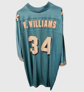 Vintage Miami Dolphins Ricky Williams #34 Reebok Football Blue Jersey Size 4XL - Picture 1 of 7
