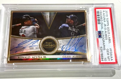 2019 Topps Gold Label Ronald Acuna Jr Ozzie Albies  Framed Auto /10 PSA 10 Pop 1 - Image 1 of 2