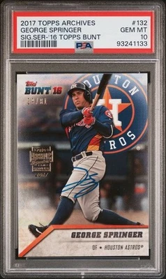 2017 Topps Archives Bunt GEORGE SPRINGER Signed Astros Card #132 PSA 10 Slabbed - Image 1 of 2