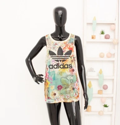 阿迪达斯 Originals Farm Rio Jardim Trefoil 花卉五彩纸屑背心球衣 S UK10 — 第 1/4 张图片