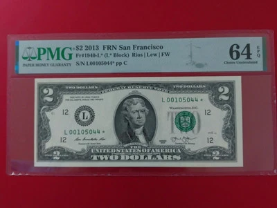 2013 $2* New York Star Note Only 128K Printed PMG 64 EPQ L00105044* - Image 1 of 4
