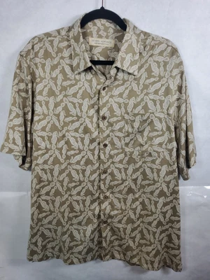Island Republic 100% Silk Brown Seahorse Pattern Button-Up Shirt Size Large... - Image 1 of 4