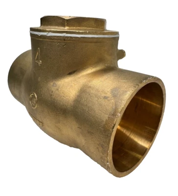 4" CTS Brass Swing Check Valve, 200-psi WOG, Solder (Sweat) Ends  MFG: RWV - Image 1 of 4