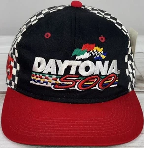 Vintage 1995 Daytona 500 Mütze Kappe Snapback schwarz, rot, weiß Schachbrettmuster neu mit Etikett! - Bild 1 von 15