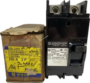 Square D Q2L2200 200Amp 2Pole Type Q2L 120/240VAC 10kA Circuit Breaker - Picture 1 of 13
