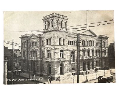 Postcard The Post Office Charleston South Carolina SC c 1910 Street Car Trolley - Image 1 of 2