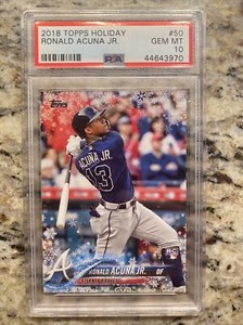 ⚾️🔥 Ronald Acuna Jr. 2018 Topps Holiday Rookie RC PSA 10 🔥⚾️ Braves NL MVP!