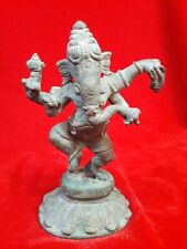 Antique VTG Brass Figurine Idol Lord Ganesha Hindu Temple Statue Sculpture A51