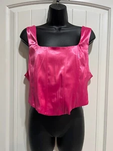 Fashion Nova - Not So Average Pink Satin Corset Top - Size 1X - NEW - Picture 1 of 6