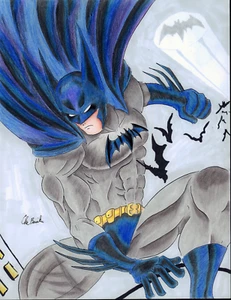 DC Comics Batman Original Color Fan Art Signed by Che Bureiku - Picture 1 of 1