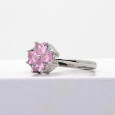 Pink 4 Leaf Clover Cubic Zirconia Ring, Sterling Silver Stamped 925, Size 7