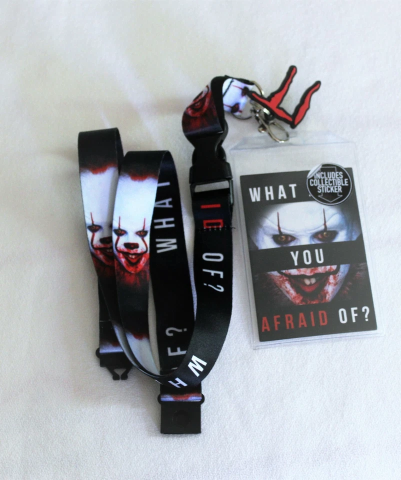 New Stephen King IT Scary Killer Clown What Are You Afraid Of? ID Holder Lanyard - Image 1 of 4