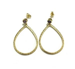 Lange Silberohrringe Ohrringe Amethyst 925er Sterlingsilber Ohrstecker vergoldet - Bild 1 von 11