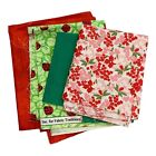 Cotton Fabric Bundle Quilting Crafting 4 Piece Floral Red Ladybug Green