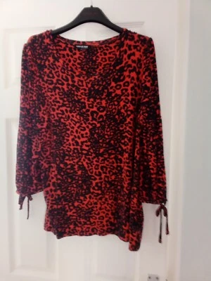 Ladied Lovely Red @ Black Animal Print Debenhams  Top 16 - Image 1 of 4