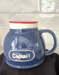 Feltman Langer Nautical Stoneware Mugs "Captain" & Orig Cap Vintage - Picture 1 of 10