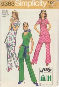Vintage Jiffy Tunika mit drei Ausschnitten & Hose Schnittmuster S9363 Größe 14 - Bild 1 von 1