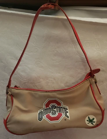 Ohio State Buckeyes Purse tan canvas BAG w RED strap small/medium hand bag Cover