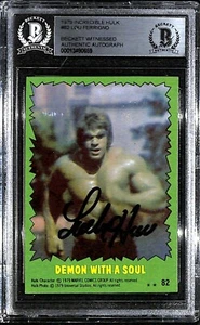 Tarjeta firmada por Lou Ferrigno 1979 Topps The Incredible HULK #82 LOSA BAS Witness - Imagen 1 de 4
