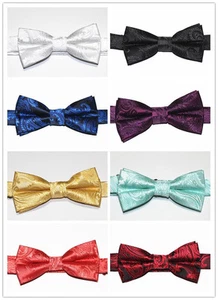Boy Straight Cut PAISLEY PATTERN Pre-tied Bow tie Kids Bowtie Wedding Party Prom - Picture 1 of 9