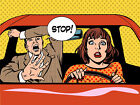 Photo Wall Mural-COMIC-(2612J)-NON WOVEN-Wallpaper-Backseat Driving School Panic