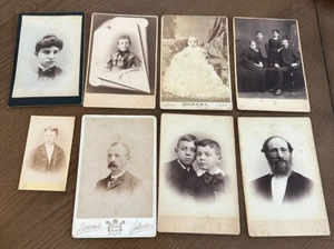 Konvolut 8 antike Kabinettkarten Fotos Kinder Schnurrbart ernst versteckte Mutter - Bild 1 von 10