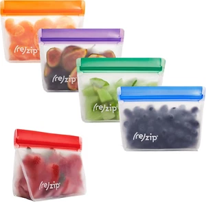 (Re) Zip 5-Pack Stand-Up Reusable Bags | Bpa-Free, Food Grade, Leakproof, Freeze - Picture 1 of 12