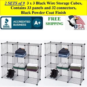 2 UNITS 3 x 3 Black Wire Storage Cubes Retail Store or Home Organizing - Picture 1 of 2