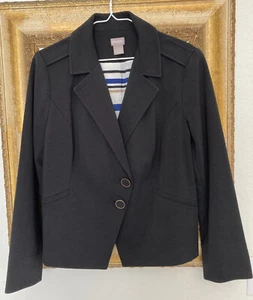 Chico's Damen Gr. 1 (8/10) einfarbig schwarz Jacke Blazer weich lässig gefüttert 2 Knöpfe - Bild 1 von 11