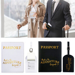 Couple Passport Folder Travel Document Bag Wedding Gift Luggage Tag Simple PU