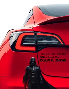 Tesla Vinyl Cut Sticker I bought this before Elon went loco Crazy Dark Side - Bild 1 von 5