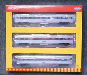 Athearn HO Scale Streamlined Passenger Car Set. Amtrak Diner, Dome, Observation. - Picture 1 of 2