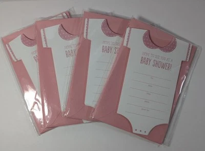 Hallmark Baby Shower Invitations Pink Die Cut Shirt Envelopes and Cards - Image 1 of 3