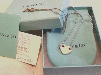 Collana con placca cuore originale Tiffany & Co. catena serpente con... - Immagine 1 di 4