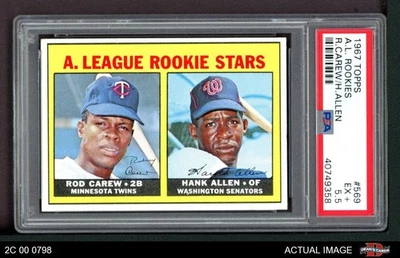 1967 Topps #569 Rod Carew A.L. RCs Twins / Senators RC HOF PSA 5.5 - EX+ - Image 1 of 2