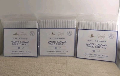 3 packages DMC CR9115 Waste Canvas 14 Count Charles Craft 12" X 18" NEW SEALED - Image 1 of 4