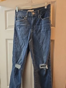 Jeans Levi Strauss 724 vita alta taglio dritto denim. 27. Taglia 4. Distressed - Foto 1 di 10