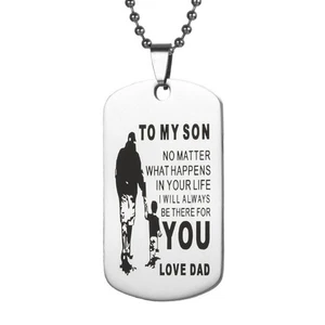  To My Son Necklace Stainless Steel Tag Necklace Military Pendant Dog Tag Chain - Picture 1 of 4