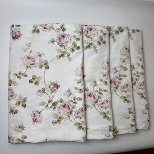 Set Of 4 Croscill Rose Floral Pink Green White Curtains Panels 40x84 Lined - Picture 1 of 6