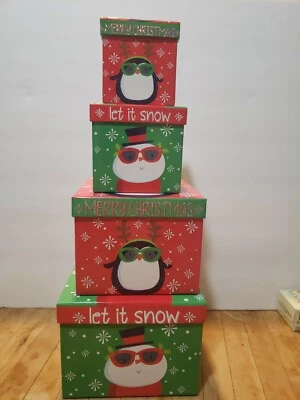 Selection of Nested Box Set 4 &  3 Holiday Christmas Gifts Storage Sets - Image 1 of 4