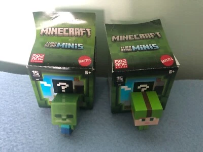 Minecraft Mob Head Minis Figuras Caixa Cega Conjunto de 2 Figuras-Zombie & Alex - Imagem 1 de 4
