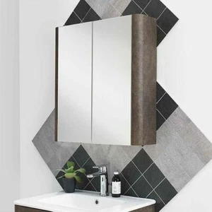 Armadio specchio testurizzato lino 600 marrone ruggine - Aradia | Negozio da bagno | prezzo di acquisto: £299 - Foto 1 di 3