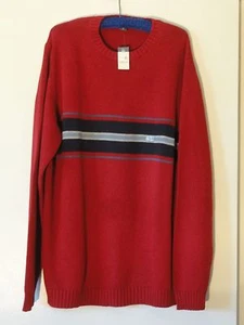 Eddie Bauer NEW Sweater Men's Tall XL 100% Cotton Red Blue Gray Stripe NWT - Foto 1 di 7